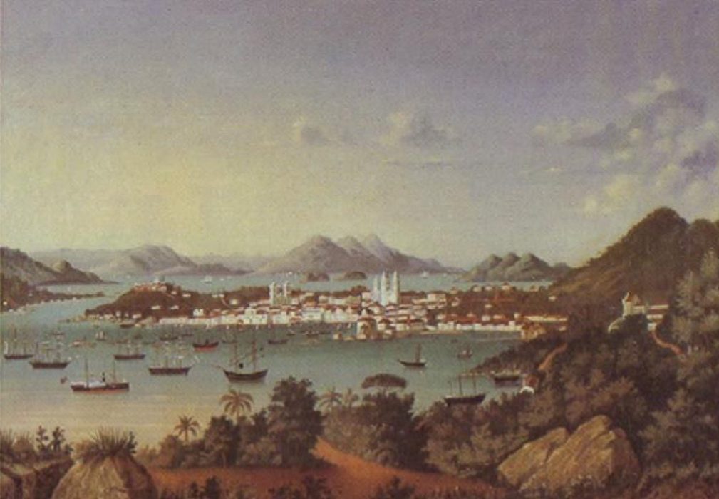 Figura 8: Joseph Bruggemann.. Vista da Antiga Cidade do Desterro, 1868. Óleo sobre tela. 80.00 cm x 110.00 cm. Fonte: Itaú Cultural, online. Museu Nacional de Belas Artes.