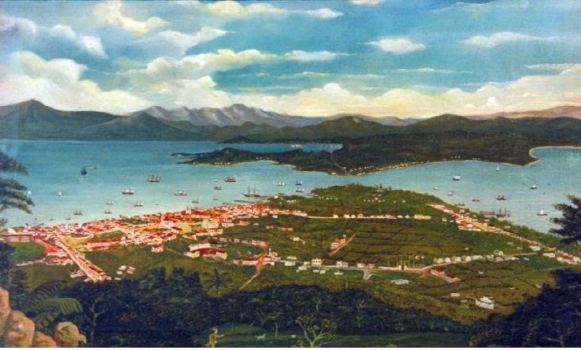 Figura 10: Eduardo Dias. Vista de Florianópolis (Vista do Morro da Cruz). Óleo sobre tela, 46x 64 cm. Acervo Museu de Arte de Santa Catarina